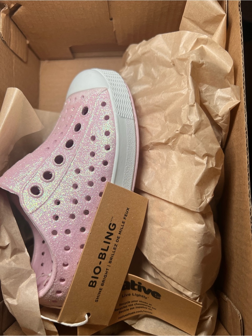 Native Shoes Toddler Size 5, 7, 8, 10 Pink Sparkly Slip-On Jefferson Water - Picture 2 of 2